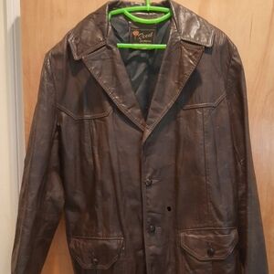 1960s-70s Vintage Reed Sportswear Bown Leather Jacket 3 Button
